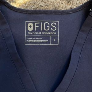 Figs Women’s Small. Caterina Three Pocket Top. Navy.